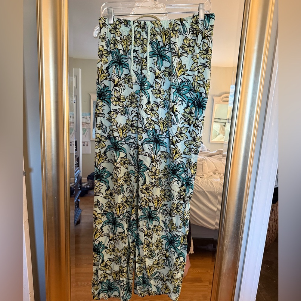 Beach Riot Blue Lagoon Floral Print Wide-Leg Beach Pants